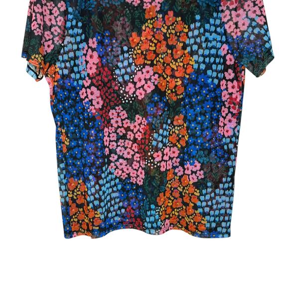 Johnny Was Eleanor Mesh Short Sleeve Astrid Floral Tee Shirt Top Size XL - Picture 5 of 11